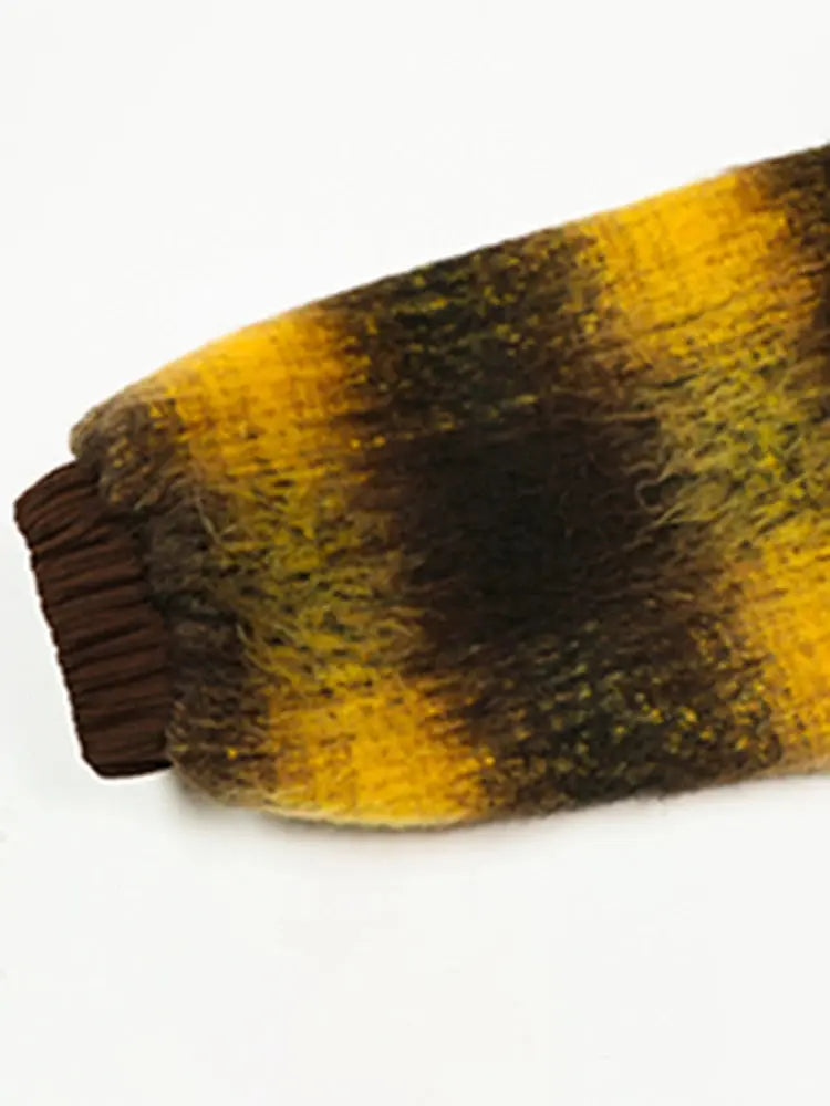 Fashion Women's Stripe Jackets Lapel Long Sleeves Zipper Patchwork Pockets Thick Warm Coats Winter New Tide eprolo