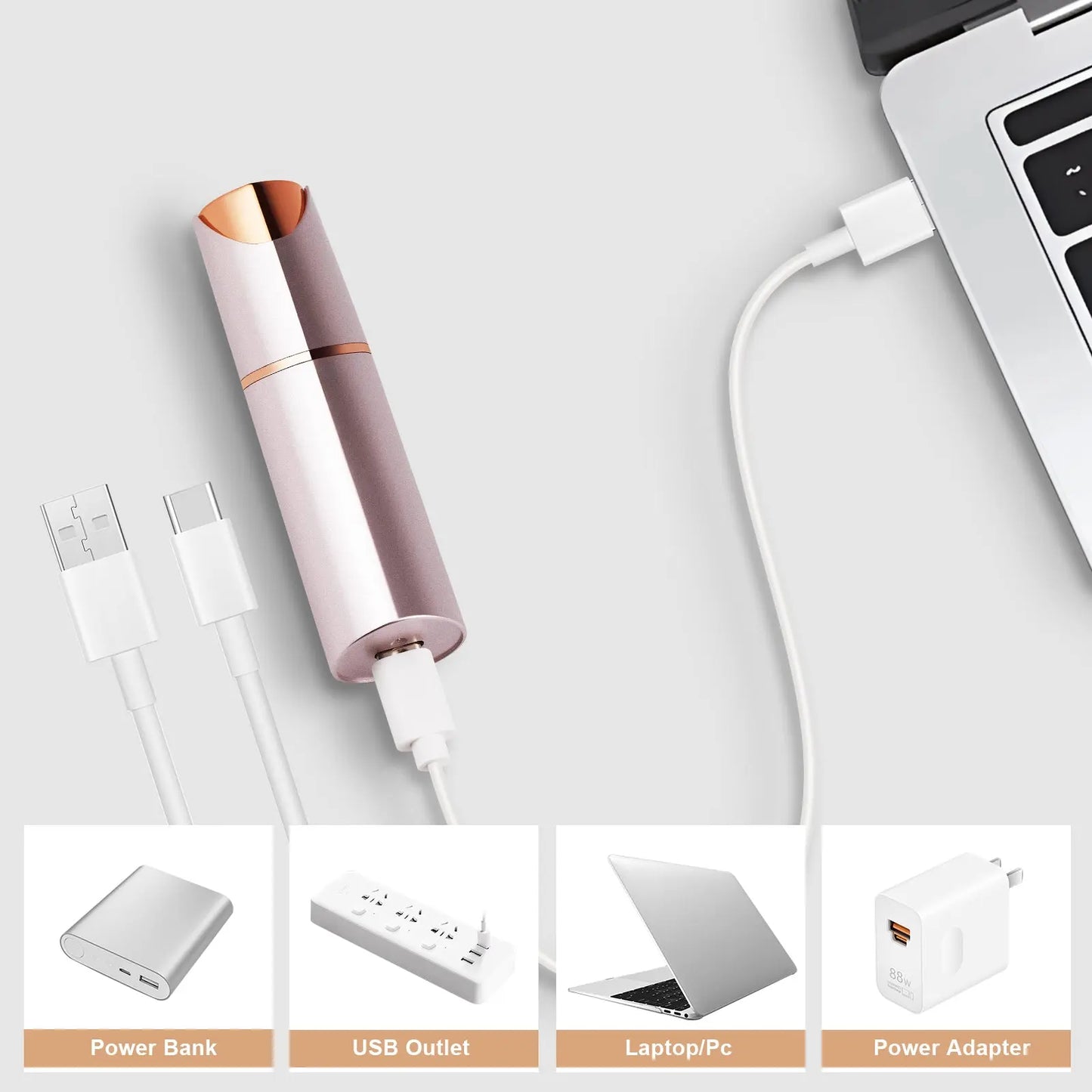 Rechargeable Eyebrow and Facial Hair Remover for Women 2 in 1 Razor with Built-in LED Light for Painless Hair Removal eprolo