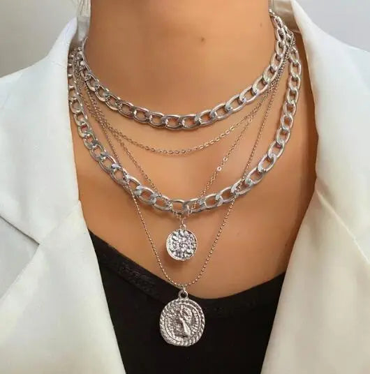 Simple European and American retro fashion temperament multi-row round head color-preserving necklace for women eprolo