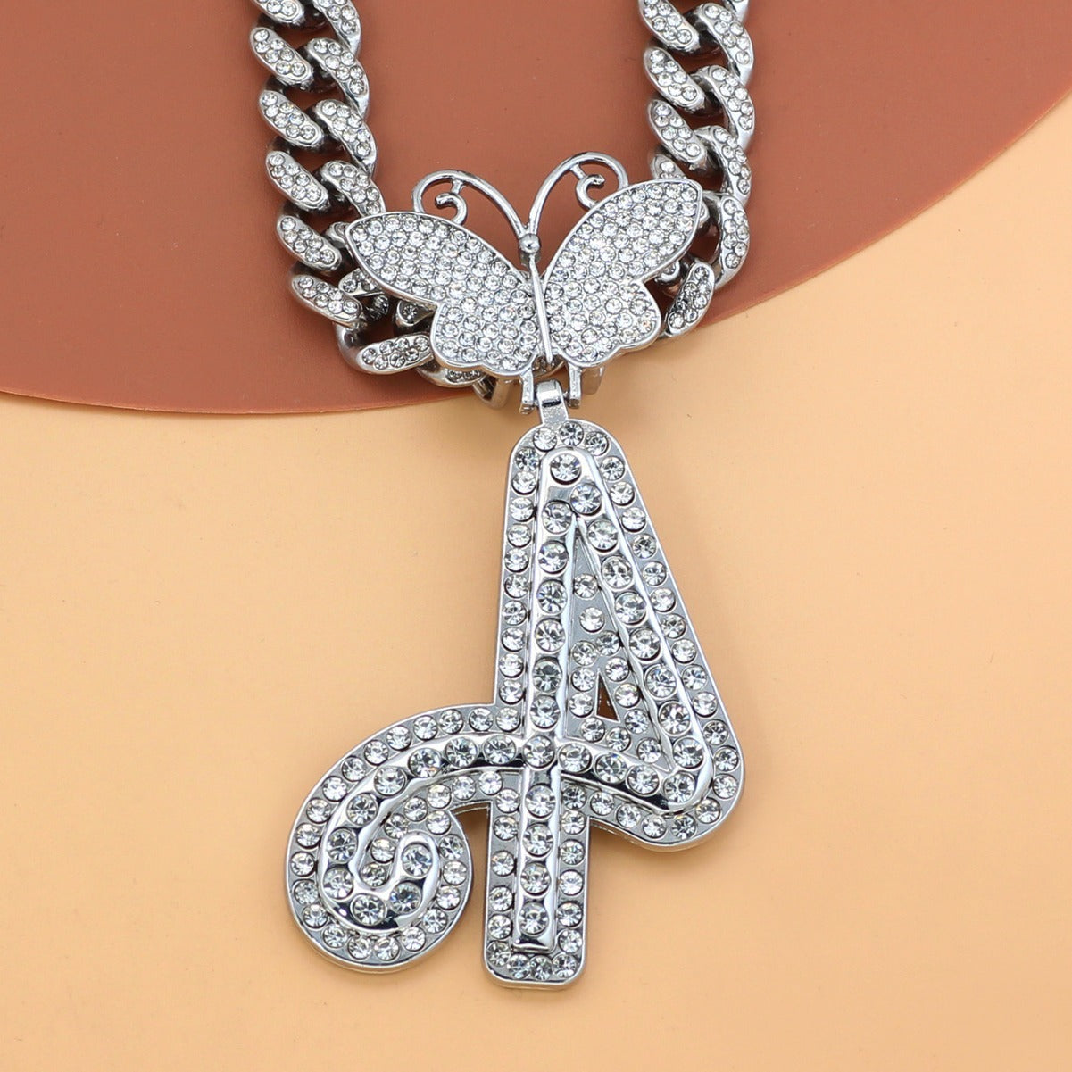 Butterfly Cuban Letter Necklace
