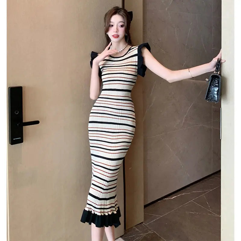 Women Summer Striped Knitwear Dress eprolo
