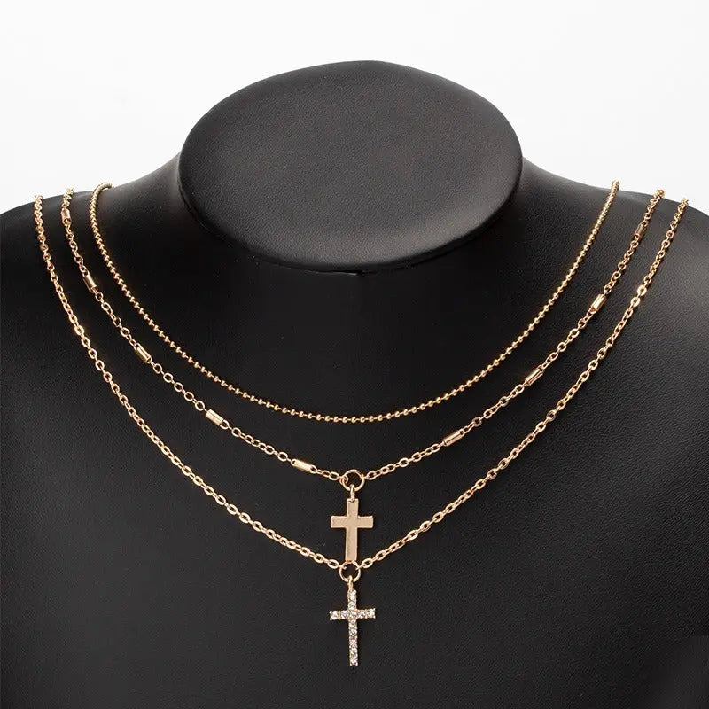 Diamond cross pendant chain eprolo