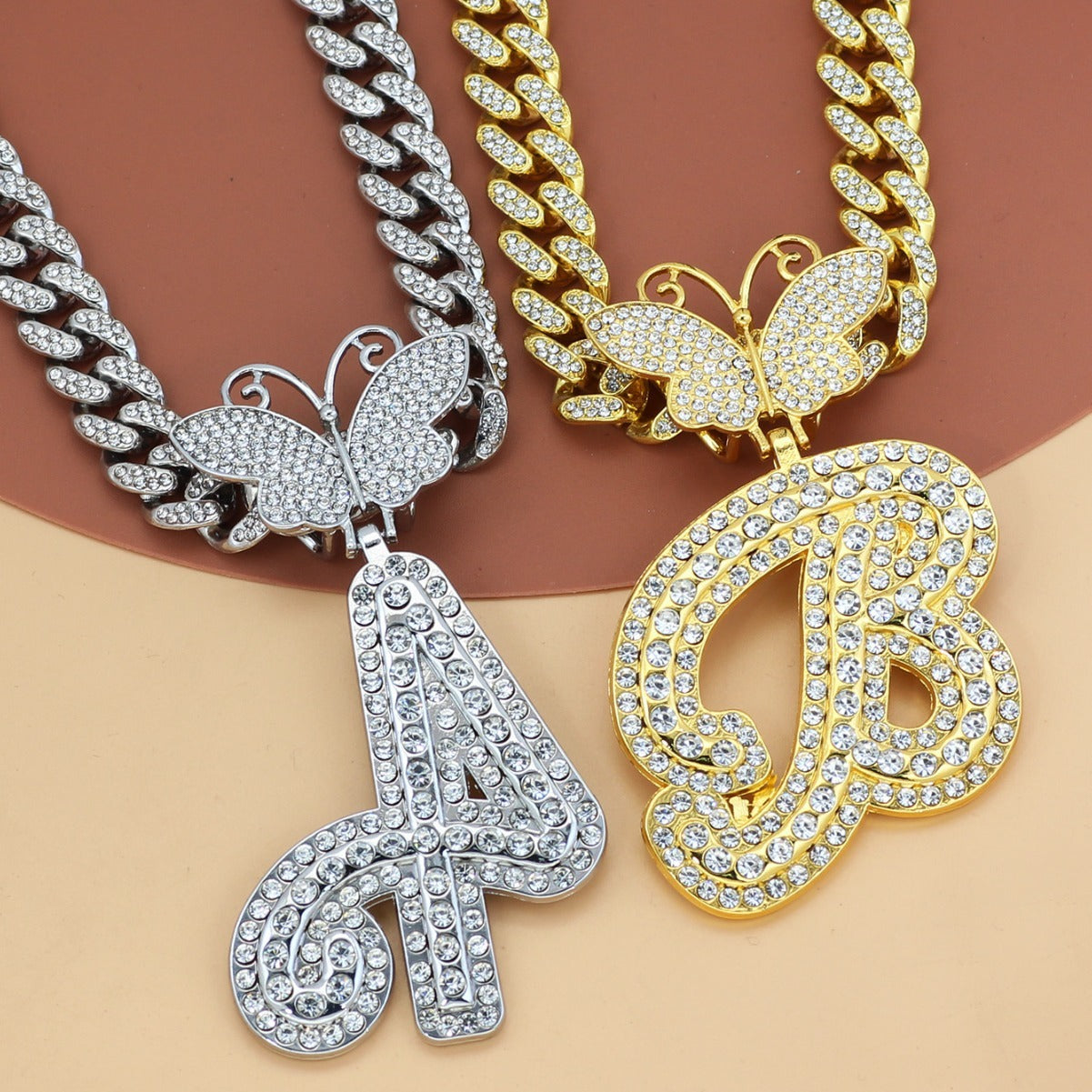 Butterfly Cuban Letter Necklace