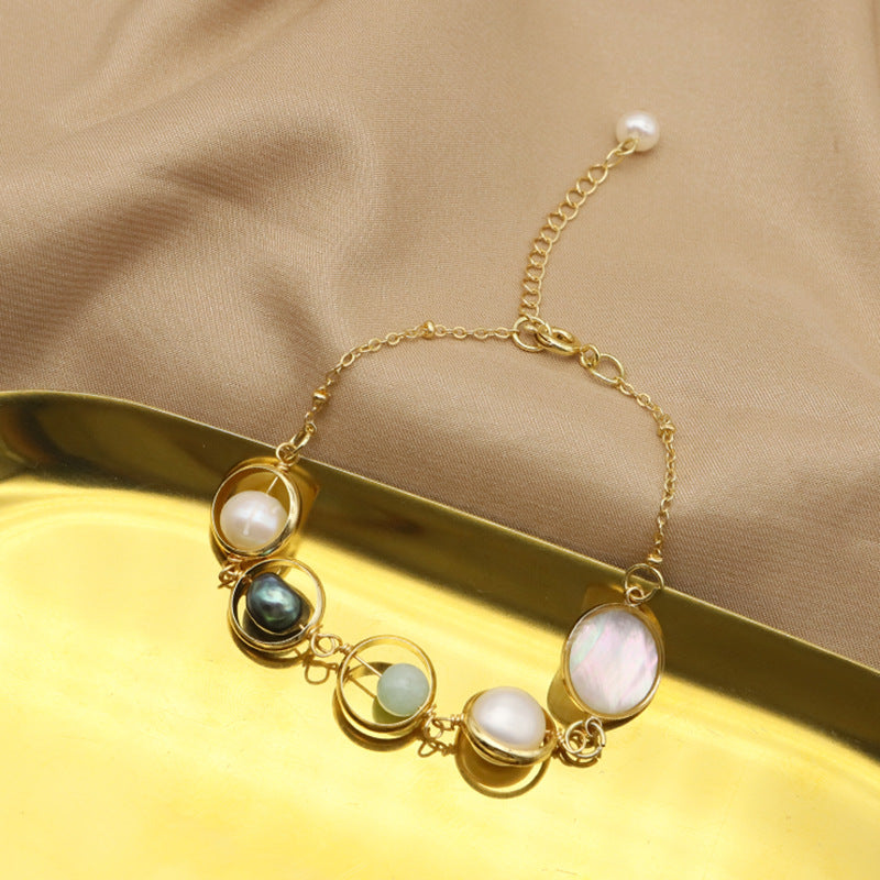 Natural pearl bracelet for women, versatile, light luxury design, non-fading bracelet, high-end niche jewelry
