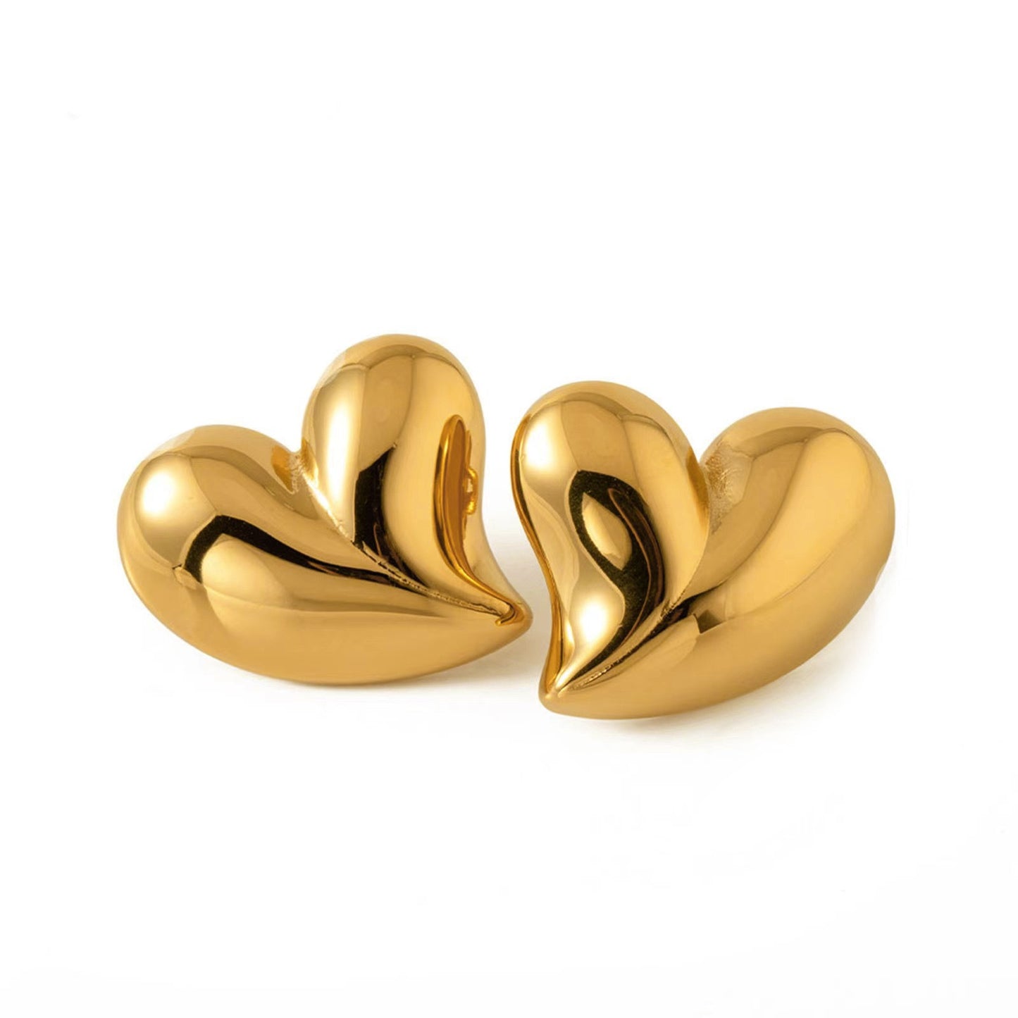 Love Stud Earrings Water Drop Oval Peach Heart Large Glossy Earrings