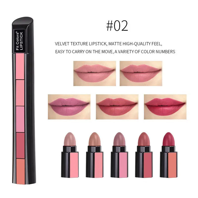 5-Color Matte Velvet Lip Gloss Set eprolo