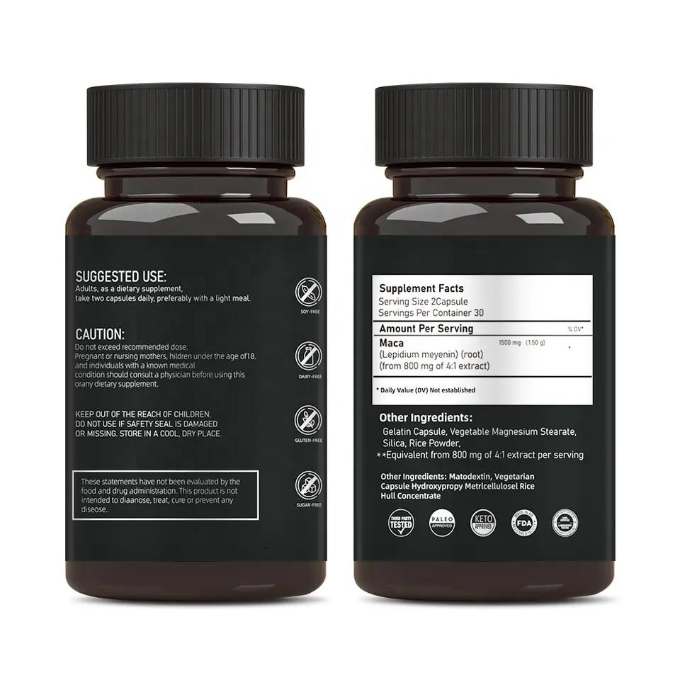 Maca Capsules root herbal supplement maca extract energy stamina maca root extract capsules