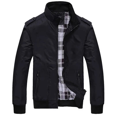 Mens Jackets Spring Autumn Casual Coats Solid Color Mens Sportswear Stand Collar Slim Jackets Male Bomber Jackets 4XL