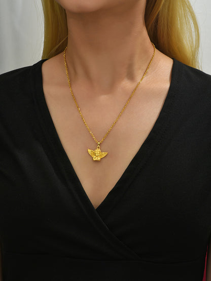 Hip Hop Angel Pendant Necklace with Cool Style INS Women Cool Men Versatile
