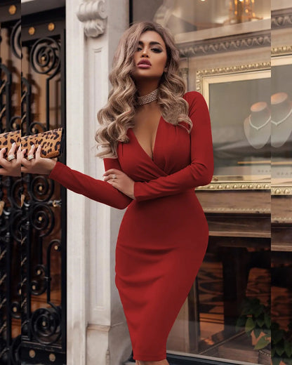 Vixen Ribbed V-Neck Midi - product image 4