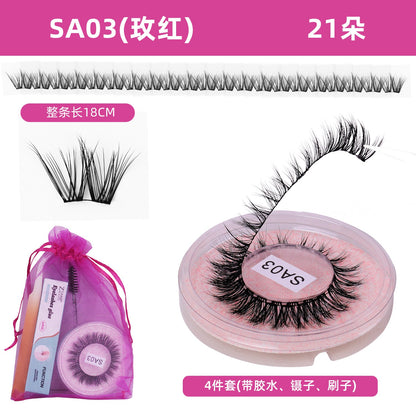 DIY false eyelashes set whole cut eyelashes European and American thick curling travel size eyelash combination