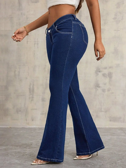 Mid-Rise Straight Leg Jeans with Pockets