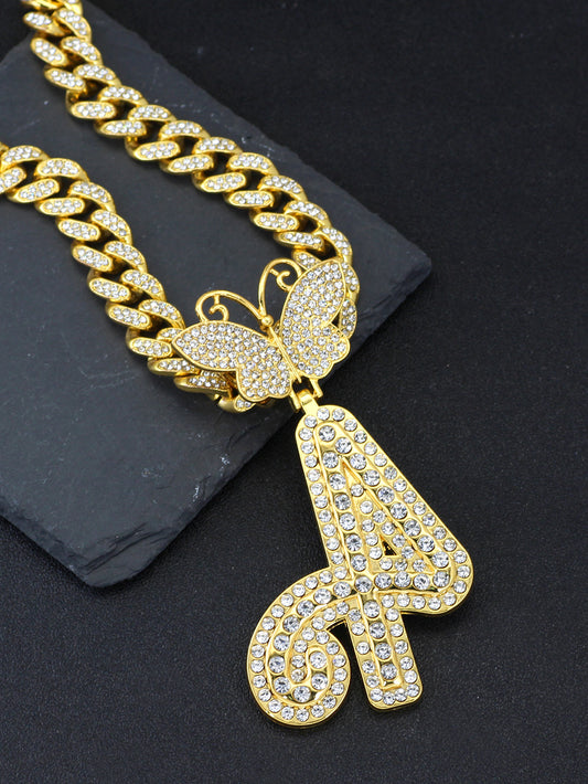 Butterfly Cuban Letter Necklace
