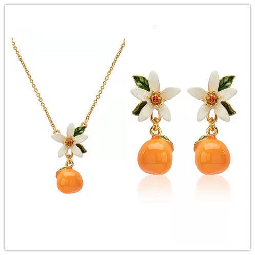 Citrus gardenia earrings for women summer style sweet and cute temperament fruit earrings earrings