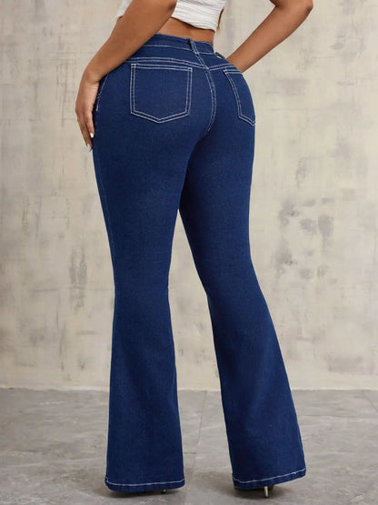 Mid-Rise Straight Leg Jeans with Pockets