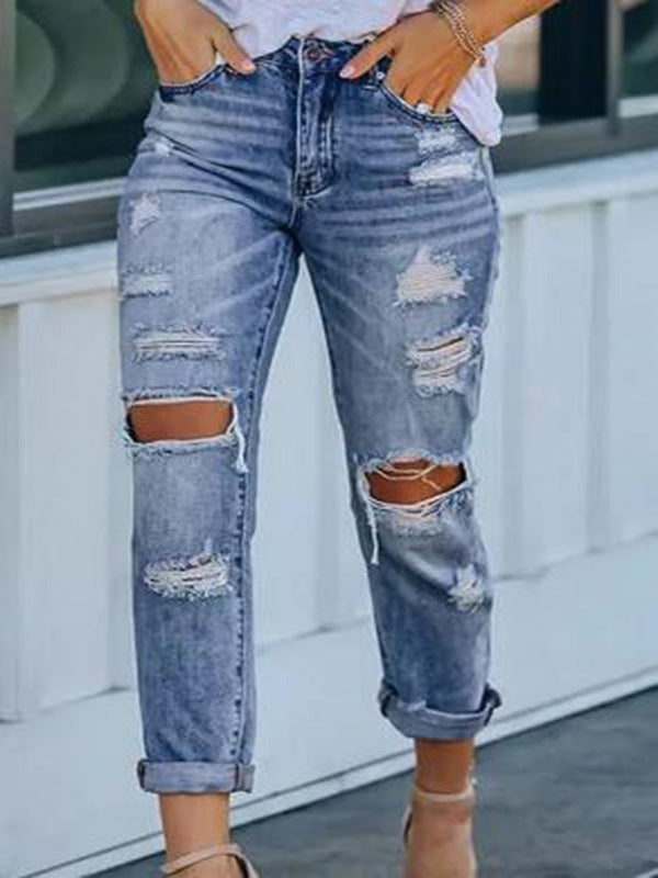 Mid-Rise Ripped Skinny Jeans