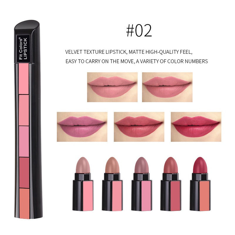 5-Color Matte Velvet Lip Gloss Set