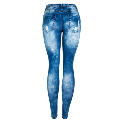 Distressed High-Rise Streetwear Denim Jeans
