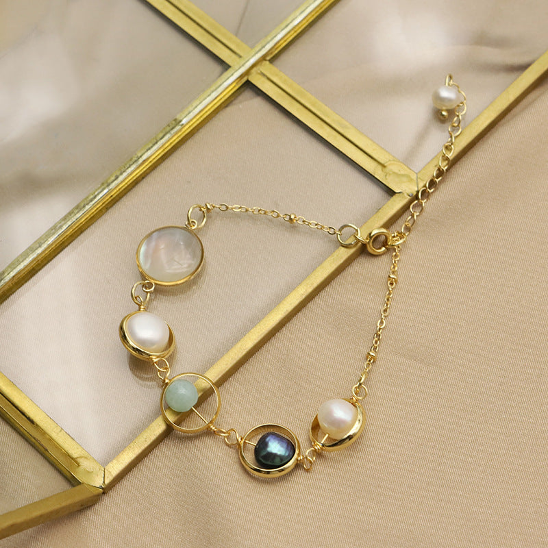Natural pearl bracelet for women, versatile, light luxury design, non-fading bracelet, high-end niche jewelry