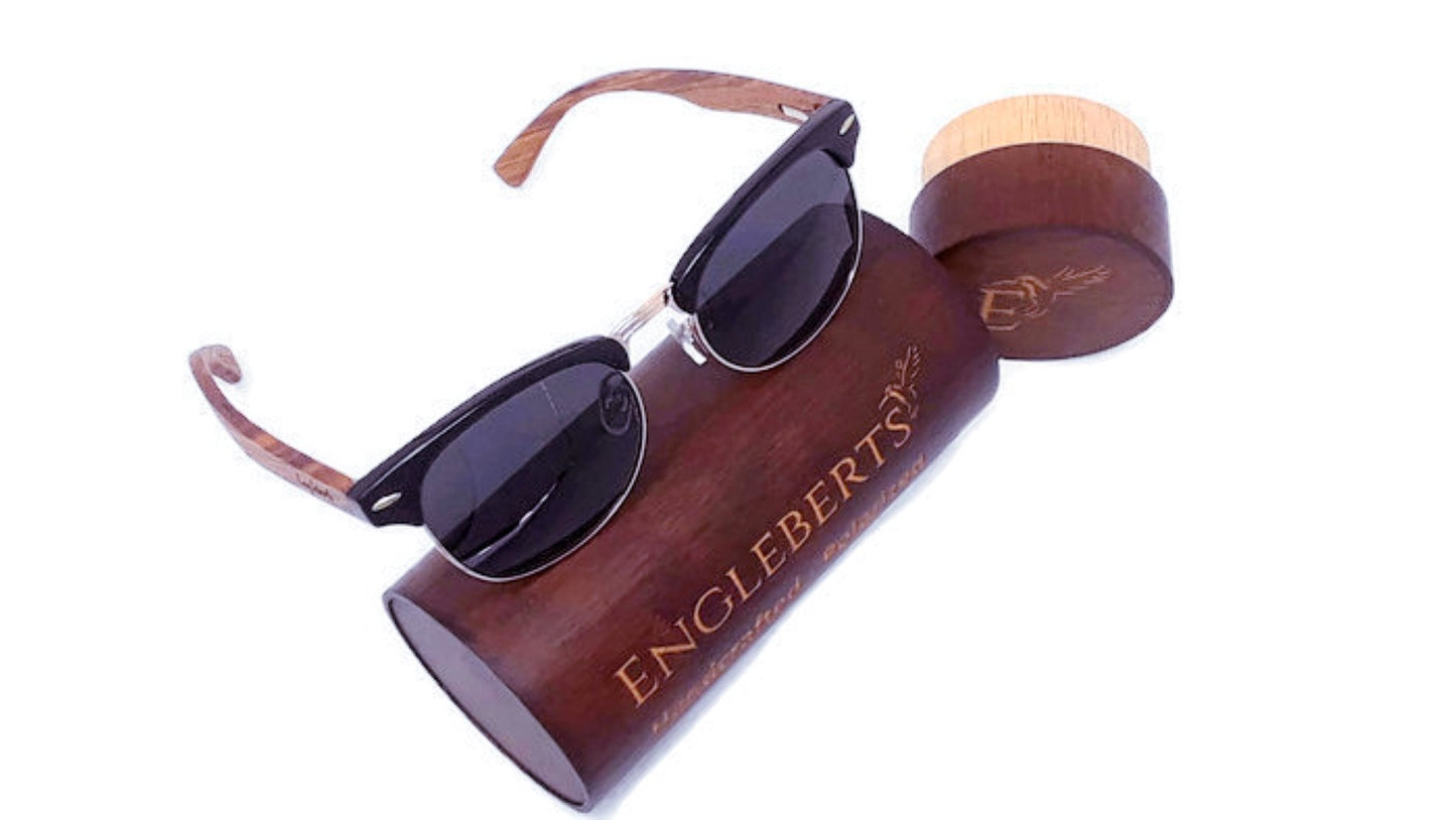 Bamboo-Trimmed Polarized Walnut Shades