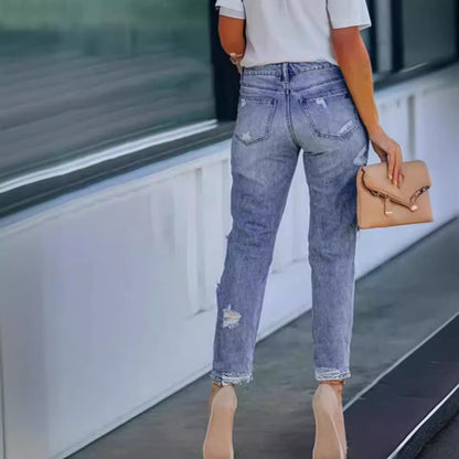 Mid-Rise Ripped Skinny Jeans