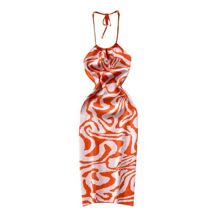 Vacation Season Women Dress Backless Knitted Bodycon Dress