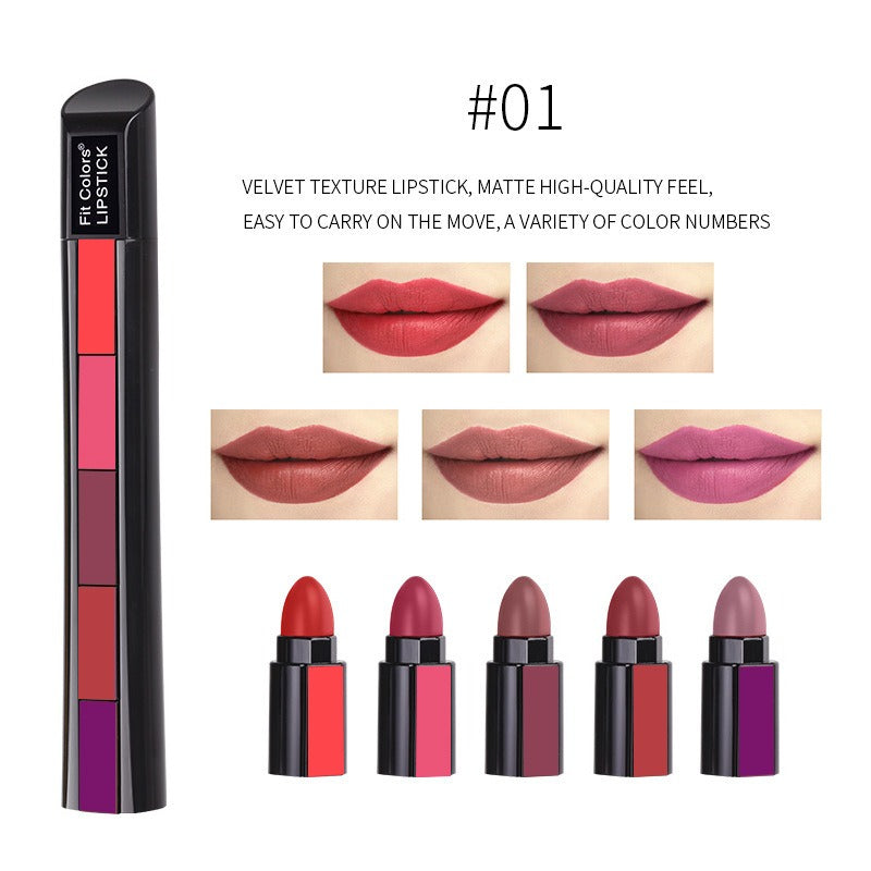 5-Color Matte Velvet Lip Gloss Set