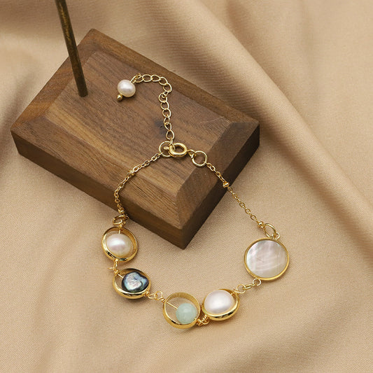 Natural pearl bracelet for women, versatile, light luxury design, non-fading bracelet, high-end niche jewelry