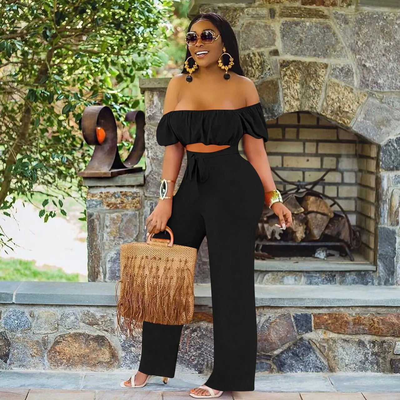 Sultry Off-Shoulder Cutout Romper - product image 1